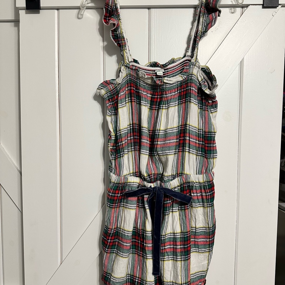 Aerie Plaid Holiday Plaid One Piece Pajama Romper